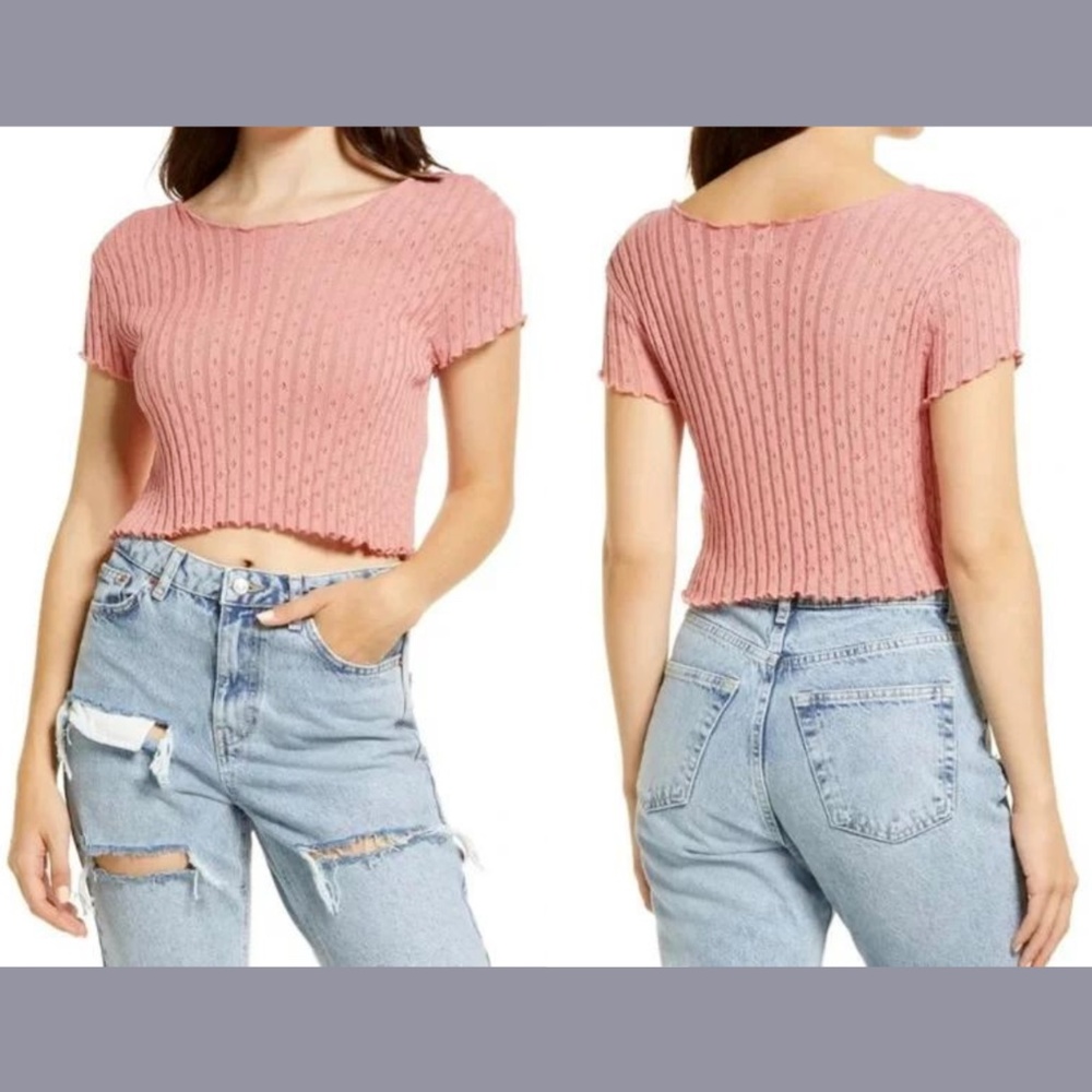 #20 ✨ NEW BDG URBAN OUTFITTERS [ Large ] Pointelle Sweater‎ Tee in Pink